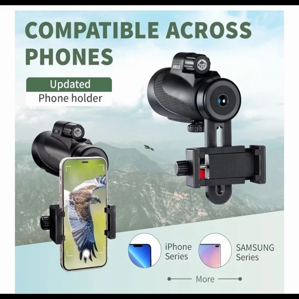 Gosky Titan 12X50 Monocular Telescope with Smartphone Holder - Waterproof Black